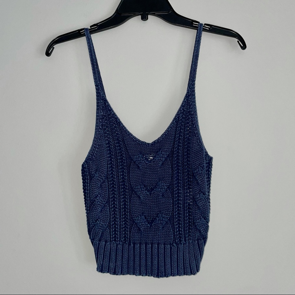 American Eagle Washed Knit Tank Denim Blue - S